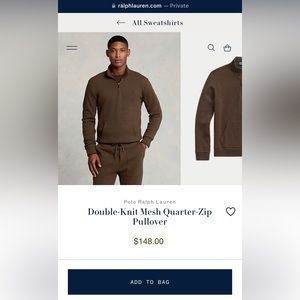 Ralph Lauren Double knit Mesh chocolate brown quarter zip pullover (XXL)